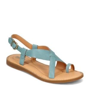Born Inya Blue Leather Toe Loop Sandal Size 7M